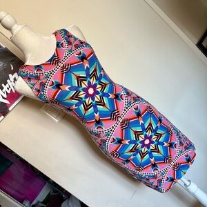 Maria Hoffman Swim Dress Patterned mandala colorful festival club rave